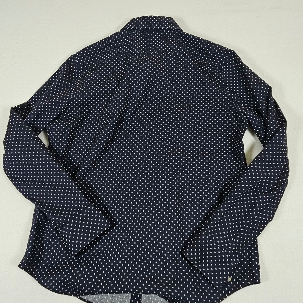 Lauren Ralph Lauren Womens Navy Blue Polka Dot Non Iron Cotton Shirt Medium - Picture 8 of 9